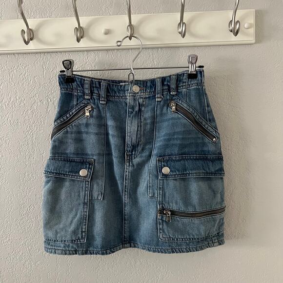 Free People We the Free Avenue Denim Cargo Mini Skirt - Picture 4 of 7